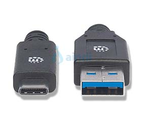 Cable Manhattan USB A-C 3.2 Súper Velocidad 1m - Color Negro