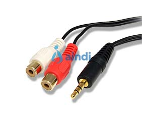 Cable de Audio de 6 pies (1.8m) - Conector de 3.5mm a 2x RCA - Color Negro